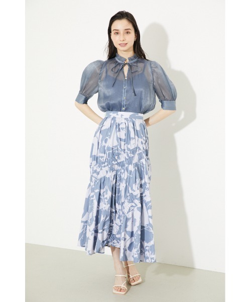 rienda（リエンダ）の「フリルネックパフスリーブブラウス（シャツ/ブラウス・レディース・ライトピンク/ブルー/ホワイト系その他/ブラック系その他・FREE）」の6枚目の写真