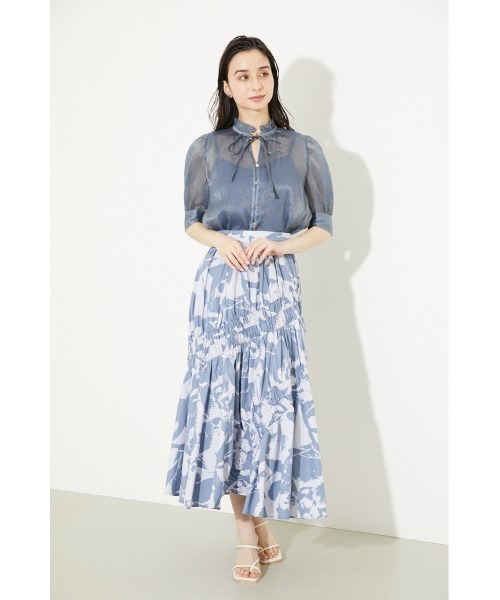 rienda（リエンダ）の「フリルネックパフスリーブブラウス（シャツ/ブラウス・レディース・ライトピンク/ブルー/ホワイト系その他/ブラック系その他・FREE）」の7枚目の写真