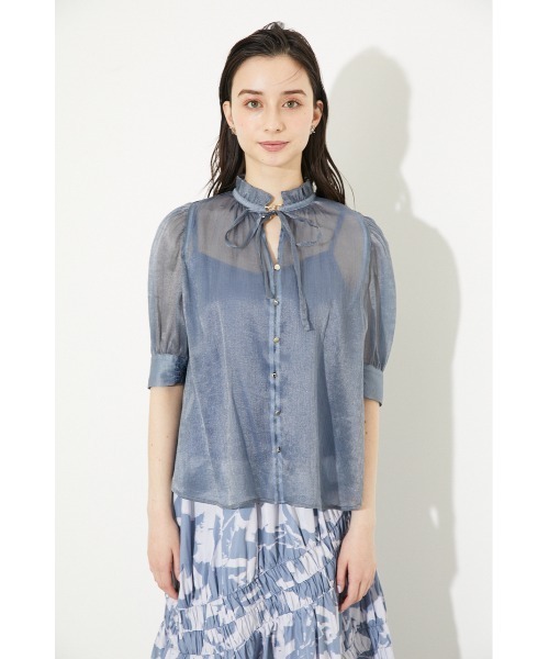 rienda（リエンダ）の「フリルネックパフスリーブブラウス（シャツ/ブラウス・レディース・ライトピンク/ブルー/ホワイト系その他/ブラック系その他・FREE）」の8枚目の写真