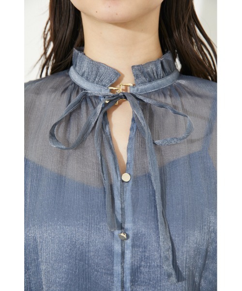 rienda（リエンダ）の「フリルネックパフスリーブブラウス（シャツ/ブラウス・レディース・ライトピンク/ブルー/ホワイト系その他/ブラック系その他・FREE）」の9枚目の写真