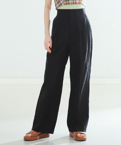 Demi-Luxe BEAMS(デミルクス ビームス)の「Demi-Luxe BEAMS / リネン ワイドパンツ(その他パンツ・レディース・ブラック/ナチュラル・38/36/34)」の1枚目の写真