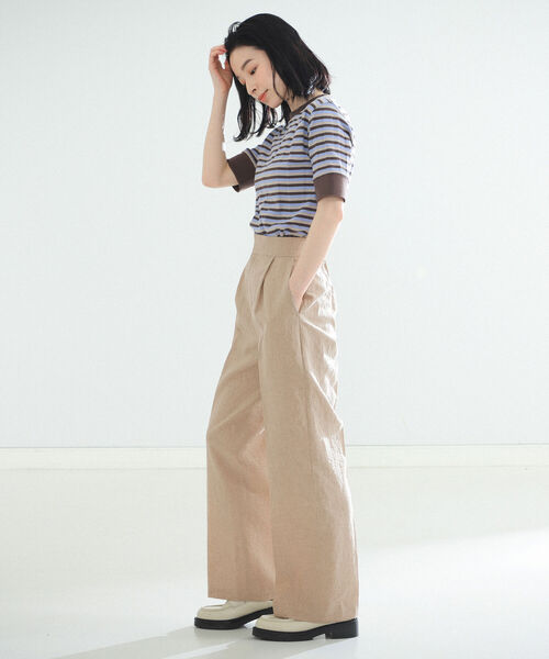 Demi-Luxe BEAMS(デミルクス ビームス)の「Demi-Luxe BEAMS / リネン ワイドパンツ(その他パンツ・レディース・ブラック/ナチュラル・38/36/34)」の4枚目の写真