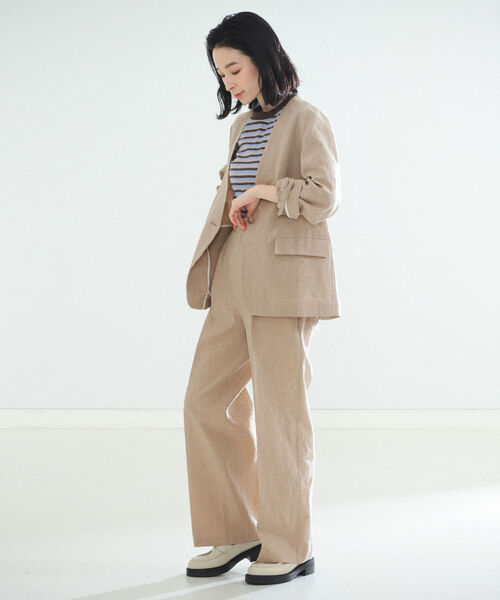 Demi-Luxe BEAMS(デミルクス ビームス)の「Demi-Luxe BEAMS / リネン ワイドパンツ(その他パンツ・レディース・ブラック/ナチュラル・38/36/34)」の6枚目の写真