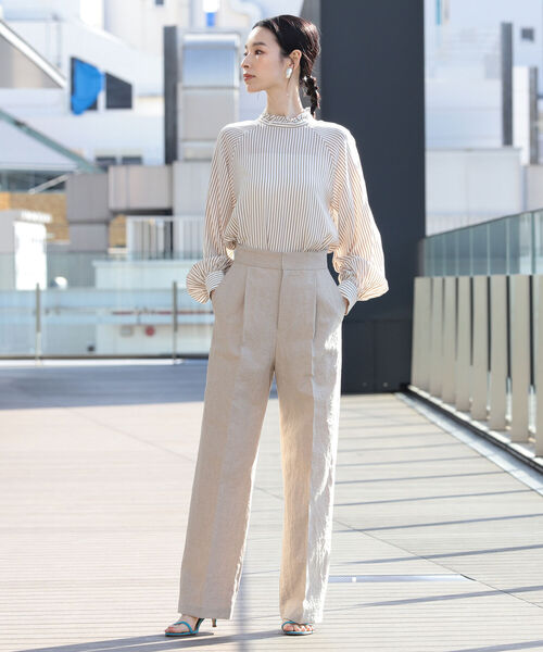 Demi-Luxe BEAMS(デミルクス ビームス)の「Demi-Luxe BEAMS / リネン ワイドパンツ(その他パンツ・レディース・ブラック/ナチュラル・38/36/34)」の8枚目の写真