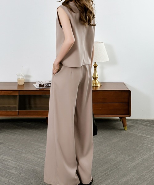 ABITOKYO(アビトーキョー)の「センタープレスワイドパンツセットアップ(セットアップ・レディース・ネイビー/ベージュ/アイボリー/チャコールグレー/ライトグリーン/ブラック/グレー/ブラウン/グレイッシュベージュ・M/S/L)」の19枚目の写真