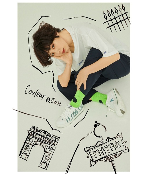 le coq sportif(ルコックスポルティフ)の「【池田エライザコラボ】ソックス メンズ レディース ユニセックス アクセサリー 小物 ソックス 靴下 スポーツウェア(ソックス/靴下・レディース・ホワイト/イエロー・25-27/22-24)」の4枚目の写真