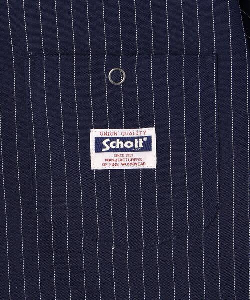 schott（ショット）の「Schott/ショット/STRIPE WORK SHIRT/ストライプ ワークシャツ（シャツ/ブラウス・メンズ・カーキ/ネイビー/ブラック/ホワイト/ベージュ・X-LARGE/LARGE/MEDIUM/XX-LARGE/L/2XL）」の8枚目の写真