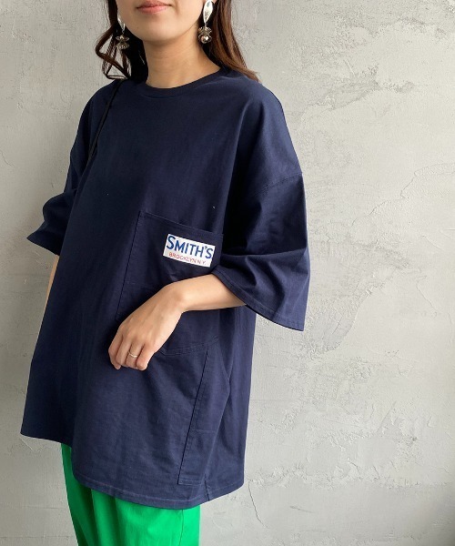 SMITH'S（スミス）の「[SMITH'S/スミス] 別注 ペインターポケットＴシャツ（Tシャツ/カットソー・レディース・グレー/ブルー/ホワイト/ネイビー・S/M/L）」の4枚目の写真