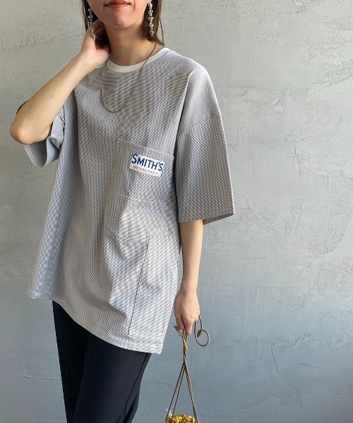 SMITH'S（スミス）の「[SMITH'S/スミス] 別注 ペインターポケットＴシャツ（Tシャツ/カットソー・レディース・グレー/ブルー/ホワイト/ネイビー・S/M/L）」の3枚目の写真
