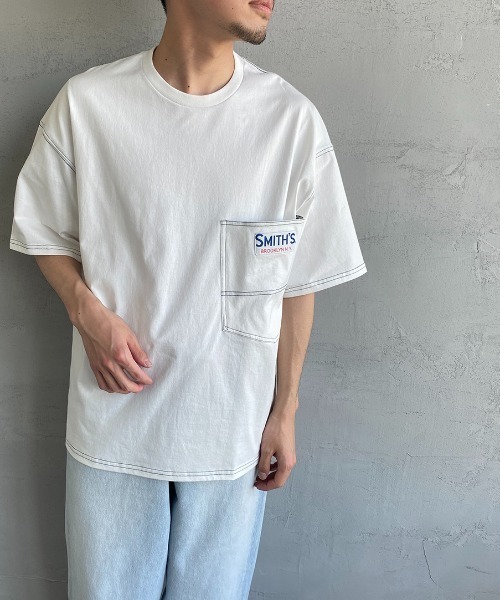 SMITH'S（スミス）の「[SMITH'S/スミス] 別注 ペインターポケットＴシャツ（Tシャツ/カットソー・レディース・グレー/ブルー/ホワイト/ネイビー・S/M/L）」の18枚目の写真