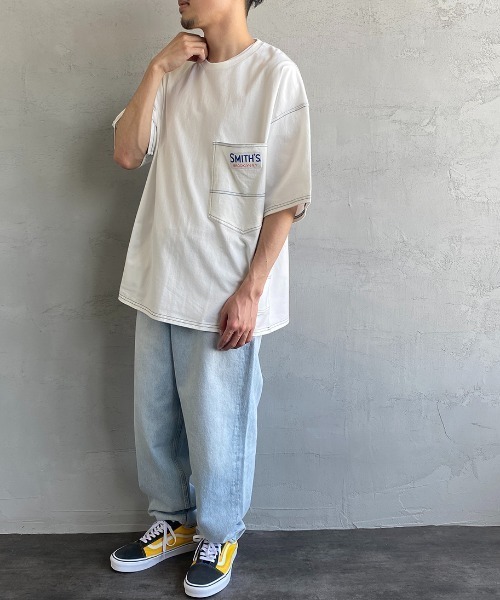 SMITH'S（スミス）の「[SMITH'S/スミス] 別注 ペインターポケットＴシャツ（Tシャツ/カットソー・レディース・グレー/ブルー/ホワイト/ネイビー・S/M/L）」の9枚目の写真