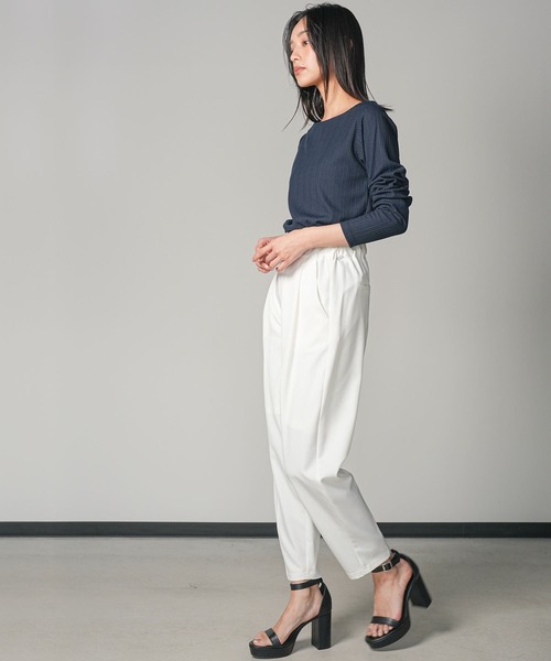mili an deni（ミリアンデニ）の「バックパールリブカットソートップス（Tシャツ/カットソー・レディース・ブラック/ネイビー/オフホワイト/ダークブルー・M/L）」の13枚目の写真