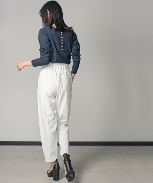 mili an deni（ミリアンデニ）の「バックパールリブカットソートップス（Tシャツ/カットソー・レディース・ブラック/ネイビー/オフホワイト/ダークブルー・M/L）」の14枚目の写真