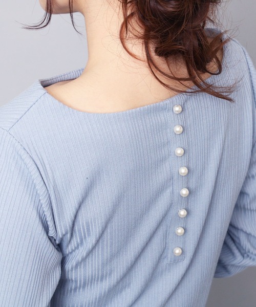 mili an deni（ミリアンデニ）の「バックパールリブカットソートップス（Tシャツ/カットソー・レディース・ブラック/ネイビー/オフホワイト/ダークブルー・M/L）」の19枚目の写真