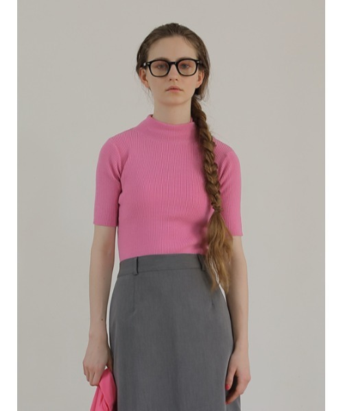 AMAIL（アマイル）の「Fashionable half tops（Tシャツ/カットソー・レディース・ピンク/オレンジ/ホワイト×ブラック/ブルー・FREE）」の14枚目の写真