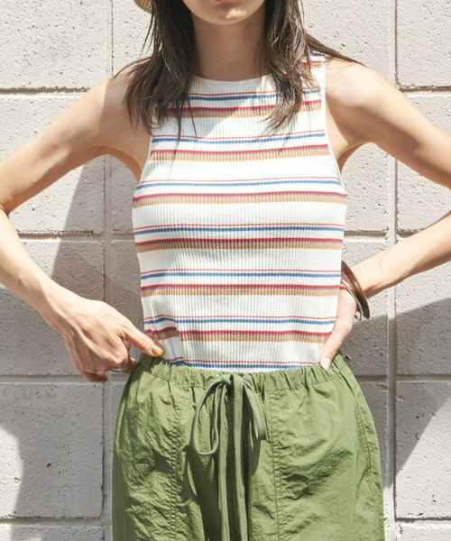 Auntie Rosa Holiday(アンティローザホリデー)の「マルチボーダーカップ付きアメスリタンク(タンクトップ・レディース・オフホワイト/ブルー・FREE)」の19枚目の写真