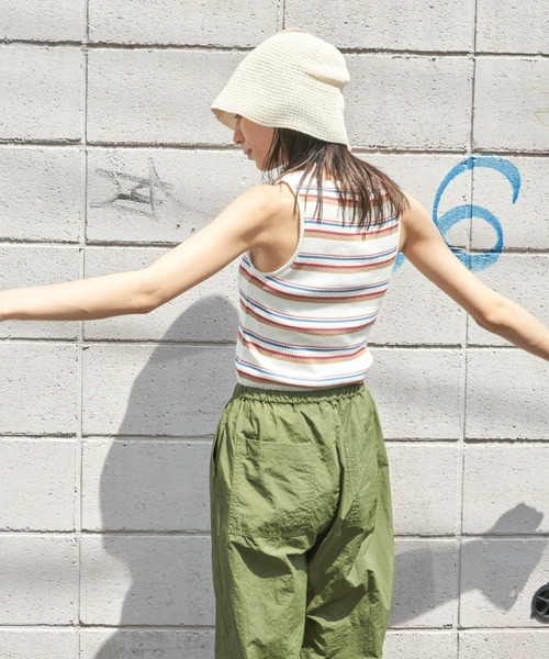 Auntie Rosa Holiday(アンティローザホリデー)の「マルチボーダーカップ付きアメスリタンク(タンクトップ・レディース・オフホワイト/ブルー・FREE)」の3枚目の写真