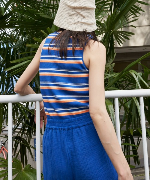 Auntie Rosa Holiday(アンティローザホリデー)の「マルチボーダーカップ付きアメスリタンク(タンクトップ・レディース・オフホワイト/ブルー・FREE)」の17枚目の写真