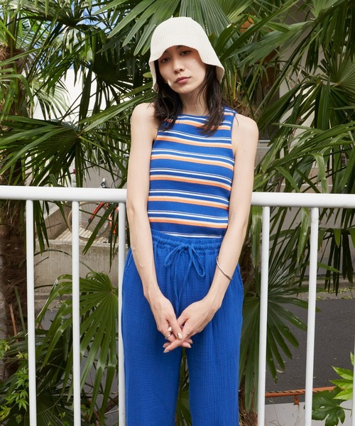 Auntie Rosa Holiday(アンティローザホリデー)の「マルチボーダーカップ付きアメスリタンク(タンクトップ・レディース・オフホワイト/ブルー・FREE)」の18枚目の写真