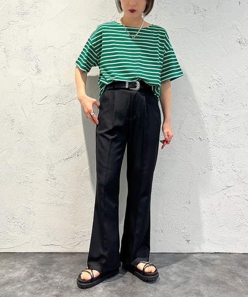 apres jour mignon（アプレジュールミニョン）の「ボーダー半袖トップス【ZOZOTOWN限定アイテム】（Tシャツ/カットソー・レディース・オレンジ系その他/グリーン系その他/オフホワイト/イエロー系その他・フリー/X-LARGE）」の14枚目の写真