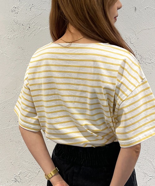 apres jour mignon（アプレジュールミニョン）の「ボーダー半袖トップス【ZOZOTOWN限定アイテム】（Tシャツ/カットソー・レディース・オレンジ系その他/グリーン系その他/オフホワイト/イエロー系その他・フリー/X-LARGE）」の19枚目の写真