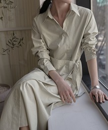 【MUYMONA】【2022SS】Wrap detail cotton shirt onepiece mmw22s031