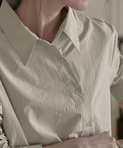 MUYMONA(ムイモナ)の「【MUYMONA】【2022SS】Wrap detail cotton shirt onepiece mmw22s031(ワンピース・レディース・ネイビー/ライトグリーン・FREE)」の9枚目の写真