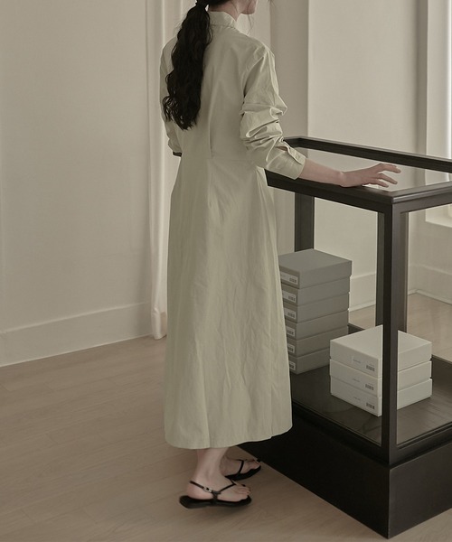 MUYMONA(ムイモナ)の「【MUYMONA】【2022SS】Wrap detail cotton shirt onepiece mmw22s031(ワンピース・レディース・ネイビー/ライトグリーン・FREE)」の5枚目の写真