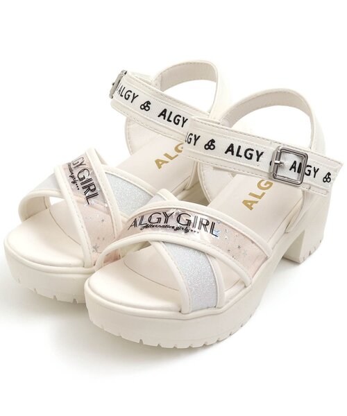 algy（アルジー）の「クリアーロゴバンドサンダル（サンダル・キッズ・ブラック/オフホワイト/ピンク/オレンジ/グリーン・23/24/22/20/21）」の2枚目の写真