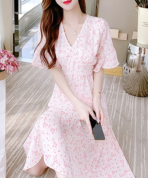 セール 袖フレア花柄シフォンワンピース ワンピース Abys アビス のファッション通販 Zozotown