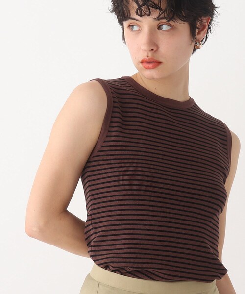 OPAQUE.CLIP（オペークドットクリップ）の「◆レーヨンストレッチ ボーダーニット（ニット/セーター・レディース・ブラウン系その他3/オレンジ系その他4/ホワイト系その他3・38/42/36/40）」の2枚目の写真