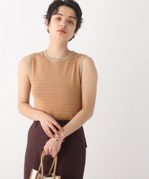 OPAQUE.CLIP（オペークドットクリップ）の「◆レーヨンストレッチ ボーダーニット（ニット/セーター・レディース・ブラウン系その他3/オレンジ系その他4/ホワイト系その他3・38/42/36/40）」の3枚目の写真