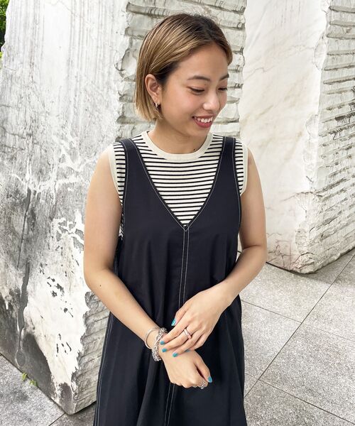 OPAQUE.CLIP（オペークドットクリップ）の「◆レーヨンストレッチ ボーダーニット（ニット/セーター・レディース・ブラウン系その他3/オレンジ系その他4/ホワイト系その他3・38/42/36/40）」の4枚目の写真