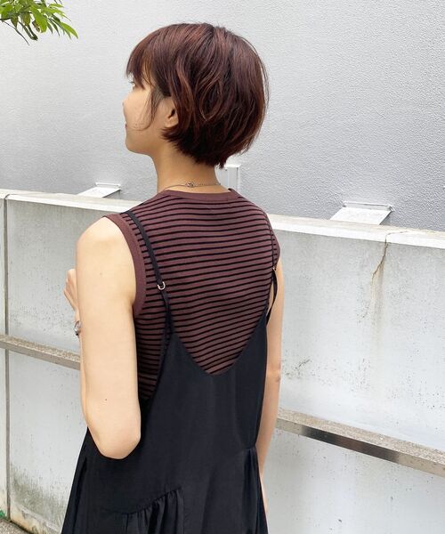 OPAQUE.CLIP（オペークドットクリップ）の「◆レーヨンストレッチ ボーダーニット（ニット/セーター・レディース・ブラウン系その他3/オレンジ系その他4/ホワイト系その他3・38/42/36/40）」の11枚目の写真