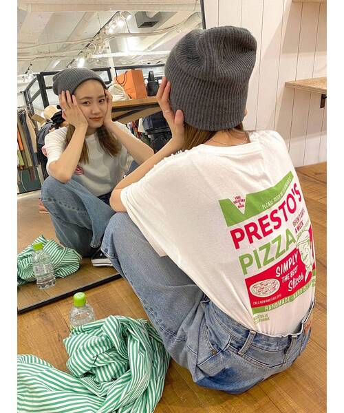 Ungrid（アングリッド）の「PIZZAロゴルーズTee（Tシャツ/カットソー・レディース・ベージュ/オフホワイト/オレンジ/ブルー・FREE）」の12枚目の写真