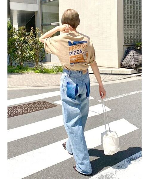 Ungrid（アングリッド）の「PIZZAロゴルーズTee（Tシャツ/カットソー・レディース・ベージュ/オフホワイト/オレンジ/ブルー・FREE）」の13枚目の写真