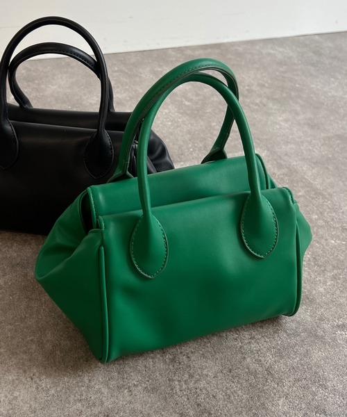 DouDou（ドゥドゥ）の「【WEB限定】スムースPUミニバッグ（ハンドバッグ・レディース・ブラック/ベージュ/グリーン/パープル・FREE）」の3枚目の写真