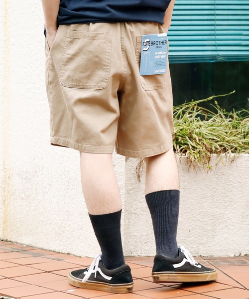 FIVE BROTHER（ファイブブラザー）の「FIVE BROTHER/ファイブブラザー Work shorts ワークショーツ イージーショーツ ハーフパンツ（その他パンツ・メンズ・ホワイト/ブラック/ベージュ/ネイビー・M/L/XL）」の18枚目の写真