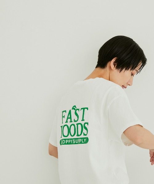 Sloppy Supply（スラッピーサプライ）の「【Sloppy Supply （スラッピーサプライ）】FAST FOODSロゴTシャツ（Tシャツ/カットソー・レディース・ブラウン系その他/ホワイト・M）」の2枚目の写真