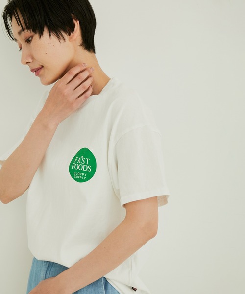 Sloppy Supply（スラッピーサプライ）の「【Sloppy Supply （スラッピーサプライ）】FAST FOODSロゴTシャツ（Tシャツ/カットソー・レディース・ブラウン系その他/ホワイト・M）」の7枚目の写真