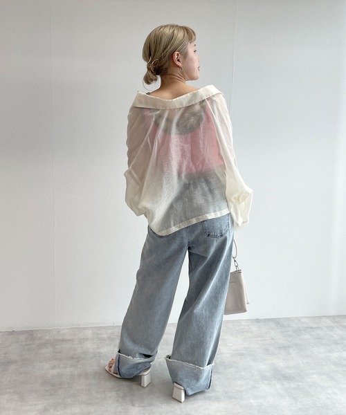 w closet(ダブルクローゼット)の「カップ付きバッククロスタンクトップ(タンクトップ・レディース・グリーン/ピンク系その他/ホワイト×イエロー・FREE)」の14枚目の写真