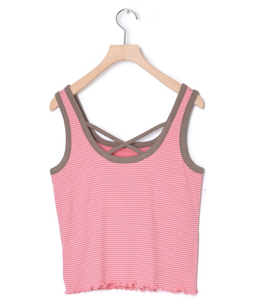 w closet(ダブルクローゼット)の「カップ付きバッククロスタンクトップ(タンクトップ・レディース・グリーン/ピンク系その他/ホワイト×イエロー・FREE)」の22枚目の写真