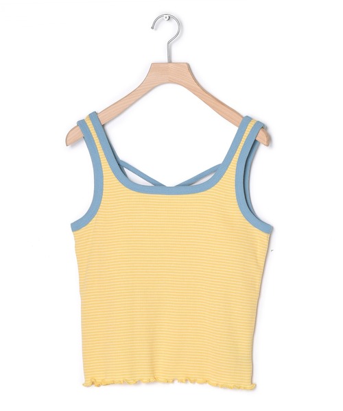 w closet(ダブルクローゼット)の「カップ付きバッククロスタンクトップ(タンクトップ・レディース・グリーン/ピンク系その他/ホワイト×イエロー・FREE)」の15枚目の写真