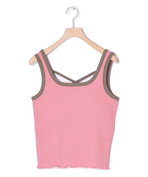 w closet(ダブルクローゼット)の「カップ付きバッククロスタンクトップ(タンクトップ・レディース・グリーン/ピンク系その他/ホワイト×イエロー・FREE)」の11枚目の写真