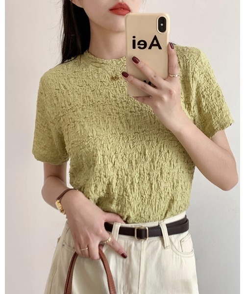 Ritzy(リッツィー)の「ボコボコ半袖カットソー(Tシャツ/カットソー・レディース・ホワイト/ブラック/ライム・M/L)」の3枚目の写真