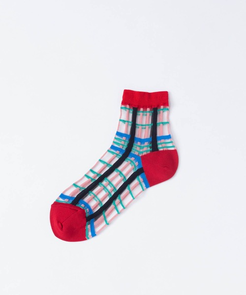 Tricote(トリコテ)の「TRICOTE トリコテ / CHECK SOCKS チェックソックス / TR91SO002(ソックス/靴下・レディース・レッド/ブラウン/グレー・23-25)」の3枚目の写真