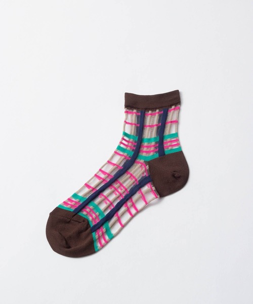 Tricote（トリコテ）の「TRICOTE トリコテ / CHECK SOCKS チェックソックス / TR91SO002（ソックス/靴下・レディース・レッド/ブラウン/グレー・23-25）」の5枚目の写真