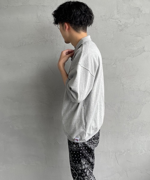 BEN DAVIS（ベンデイビス）の「【WEB限定】[BEN DAVIS/ベンデイビス] カレッジロゴワッペン刺繍 ハーフジップスウェットTシャツ（Tシャツ/カットソー・レディース・グレー/グリーン・M/L/XL）」の7枚目の写真