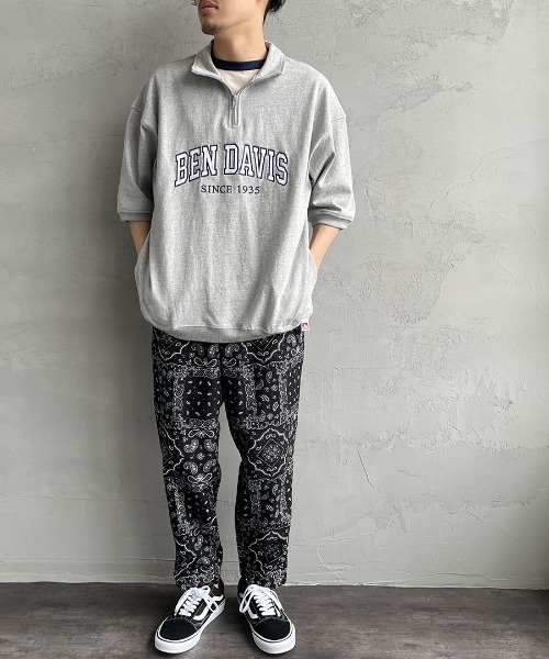 BEN DAVIS（ベンデイビス）の「【WEB限定】[BEN DAVIS/ベンデイビス] カレッジロゴワッペン刺繍 ハーフジップスウェットTシャツ（Tシャツ/カットソー・レディース・グレー/グリーン・M/L/XL）」の9枚目の写真