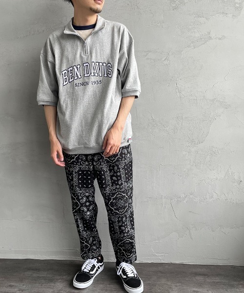 BEN DAVIS（ベンデイビス）の「【WEB限定】[BEN DAVIS/ベンデイビス] カレッジロゴワッペン刺繍 ハーフジップスウェットTシャツ（Tシャツ/カットソー・レディース・グレー/グリーン・M/L/XL）」の3枚目の写真